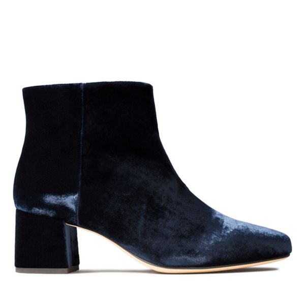 Clarks Womens Sheer Flora Ankle Boots Navy | CA-518923